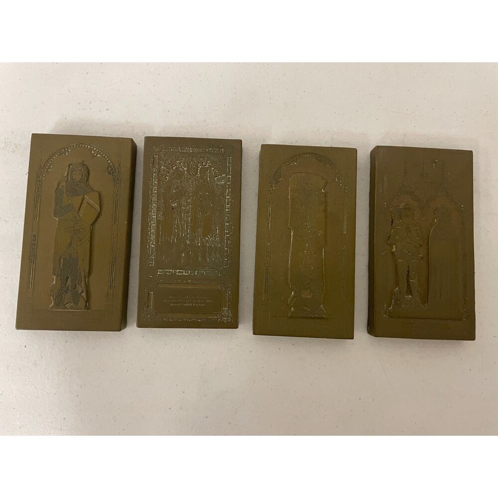 Lot of 4 Brass Plaque Sir Felbrygge & Wife Sir Roger D Trumpington Thomas & Emme